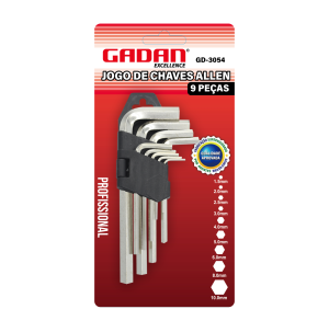 REF: GD-3054 JOGO CHAVE ALLEN 9 PEÇAS PROFISSIONAL PEQUENA