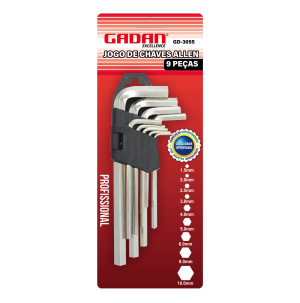 REF: GD-3055 JOGO CHAVE ALLEN 9 PEÇAS PROFISSIONAL MÉDIA
