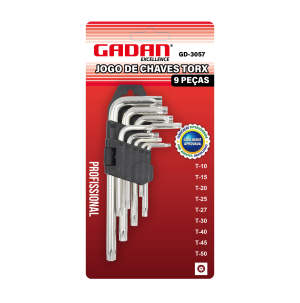 REF: GD-3057 JOGO CHAVE TORX 9 PEÇAS PROFISSIONAL PEQUENA