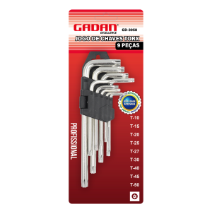 REF: GD-3058 JOGO CHAVE TORX 9 PEÇAS PROFISSIONAL MÉDIA