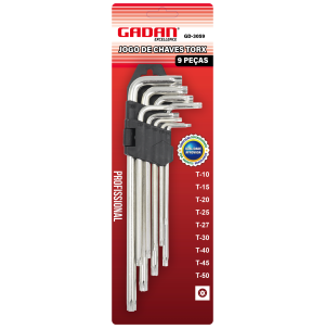 REF: GD-3059 JOGO CHAVE TORX 9 PEÇAS PROFISSIONAL GRANDE