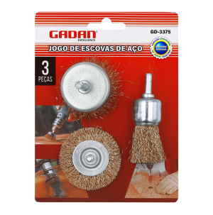 REF: GD-3375 KIT ESCOVA DE AÇO P/ FURADEIRA C/ 3 PCS