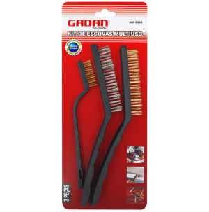 REF: GD-3440 ESCOVA DE AÇO C/ CABO DE PLASTICO P/ LIMPEZA C/ 3 PCS