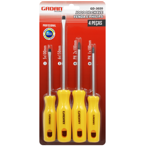 GD-3020 -JOGO CHAVE FENDA E PHILIPS C/ 4 PEÇAS