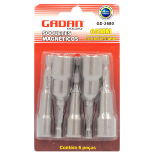 GD-3680 -  SOQUETES MAGNÉTICOS C/5 PEÇAS 6/8/10/12/13MM