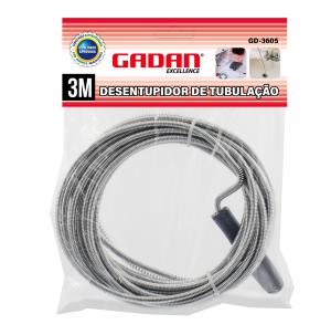 GD-3605 - CABO DE AÇO DESENTUPIDOR DE CANO E PIA MANUAL 3 METROS