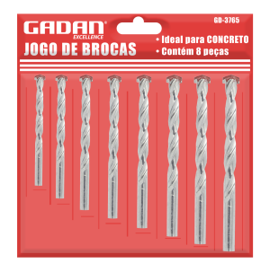 GD-3765 - CONJUNTO COM 8 PEÇAS DE BROCAS  PARA FURAR CONCRETO 3/4/5/6/7/8/9/10MM