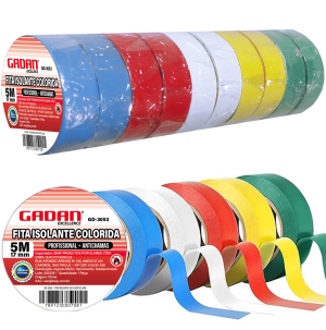 GD-3053 - FITA ISOLANTE 5M COLORIDA EM TUBO C/10 ROLOS