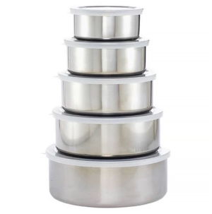 GD-4685 - CONJUNTO 5 POTES DE AÇO INOXIDÁVEL COM TAMPA