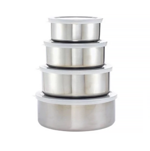GD-4680 - CONJUNTO 4 POTES DE AÇO INOXIDÁVEL COM TAMPA