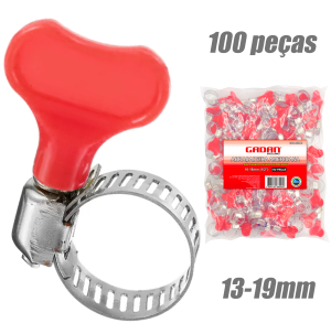 GD-6085 -ABRAÇADEIRA AMERICANA 13-19MM COM BORBOLETA EM PACOTE COM 100UN.