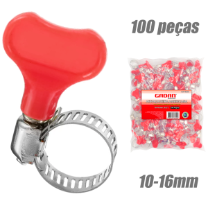 GD-6080 - ABRAÇADEIRA AMERICANA 10-16MM COM BORBOLETA EM PACOTE COM 100UN.